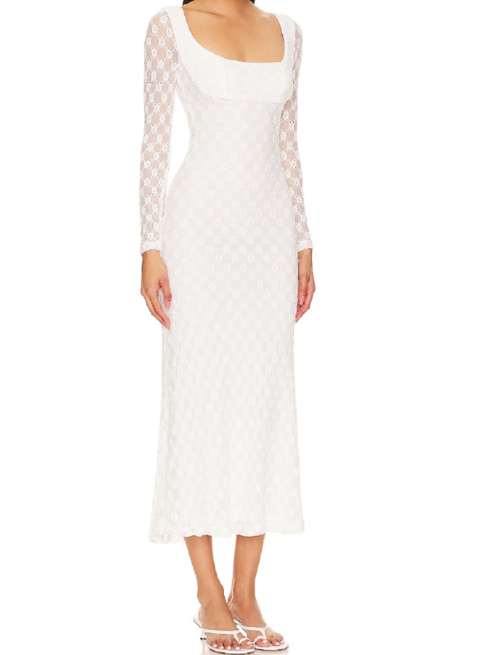 Bardot Andoni White Floral Crochet Midi Dress, Size 12, $169